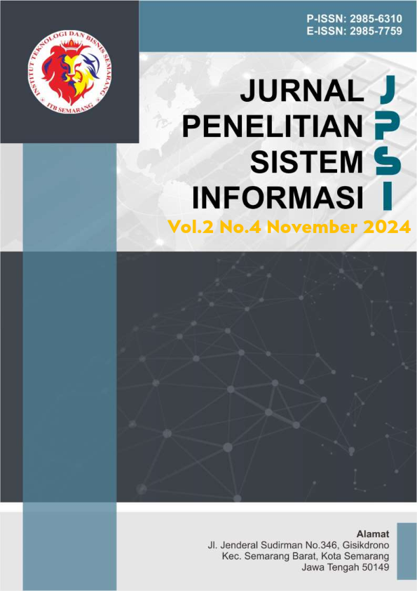 					View Vol. 2 No. 4 (2024): November : JURNAL PENELITIAN SISTEM INFORMASI
				